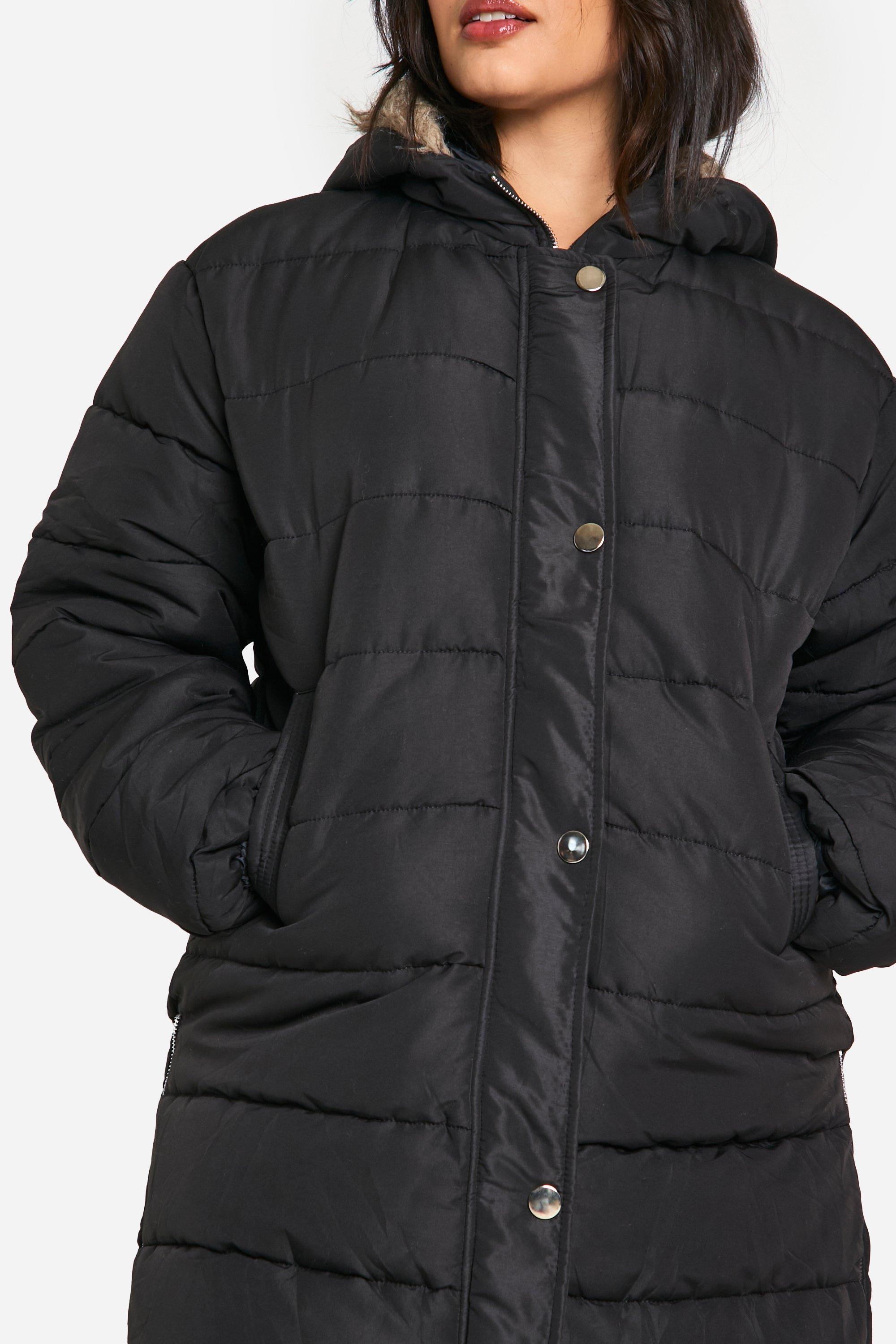 Womens black longline hot sale puffer jacket