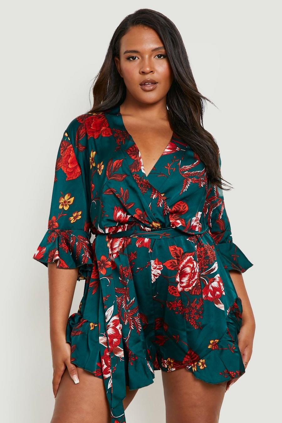 Plus Size Long Sleeve Floral Romper – 2020AVE