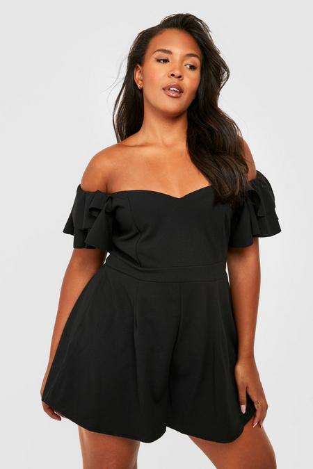 Plus Size Off Shoulder Romper By BooHoo USA