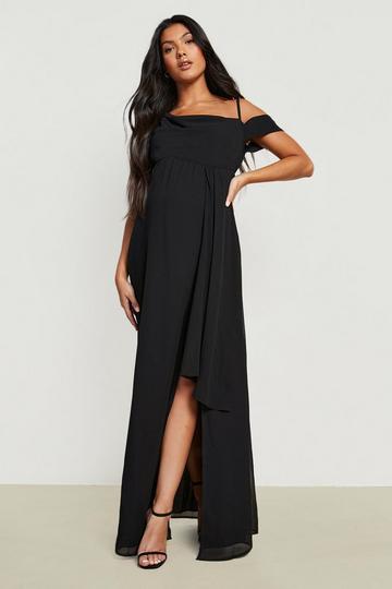 Maternity Occasion Drape Shoulder Maxi Dress black