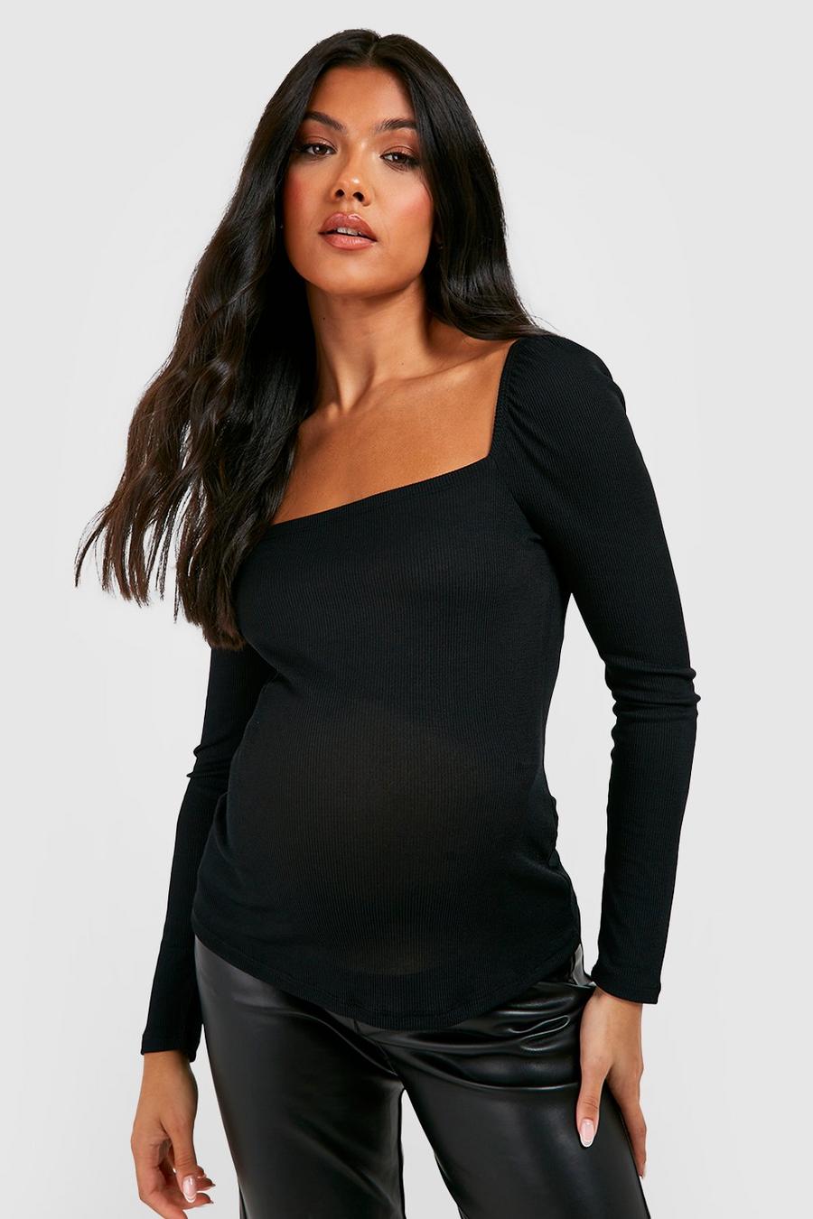Black Mammakläder - Ribbad topp med fyrkantig halsringning  image number 1