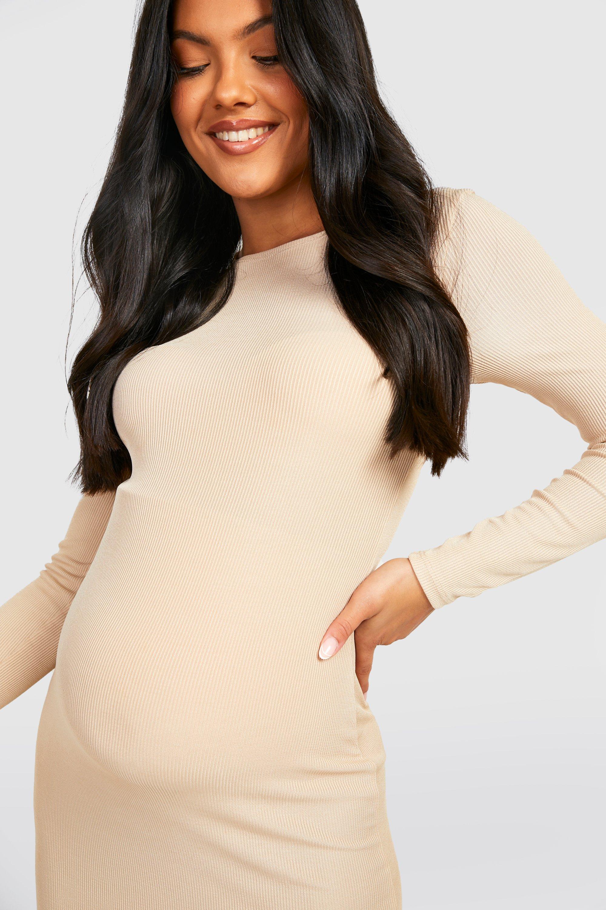 Maternity Long Sleeve Split Midi Dress