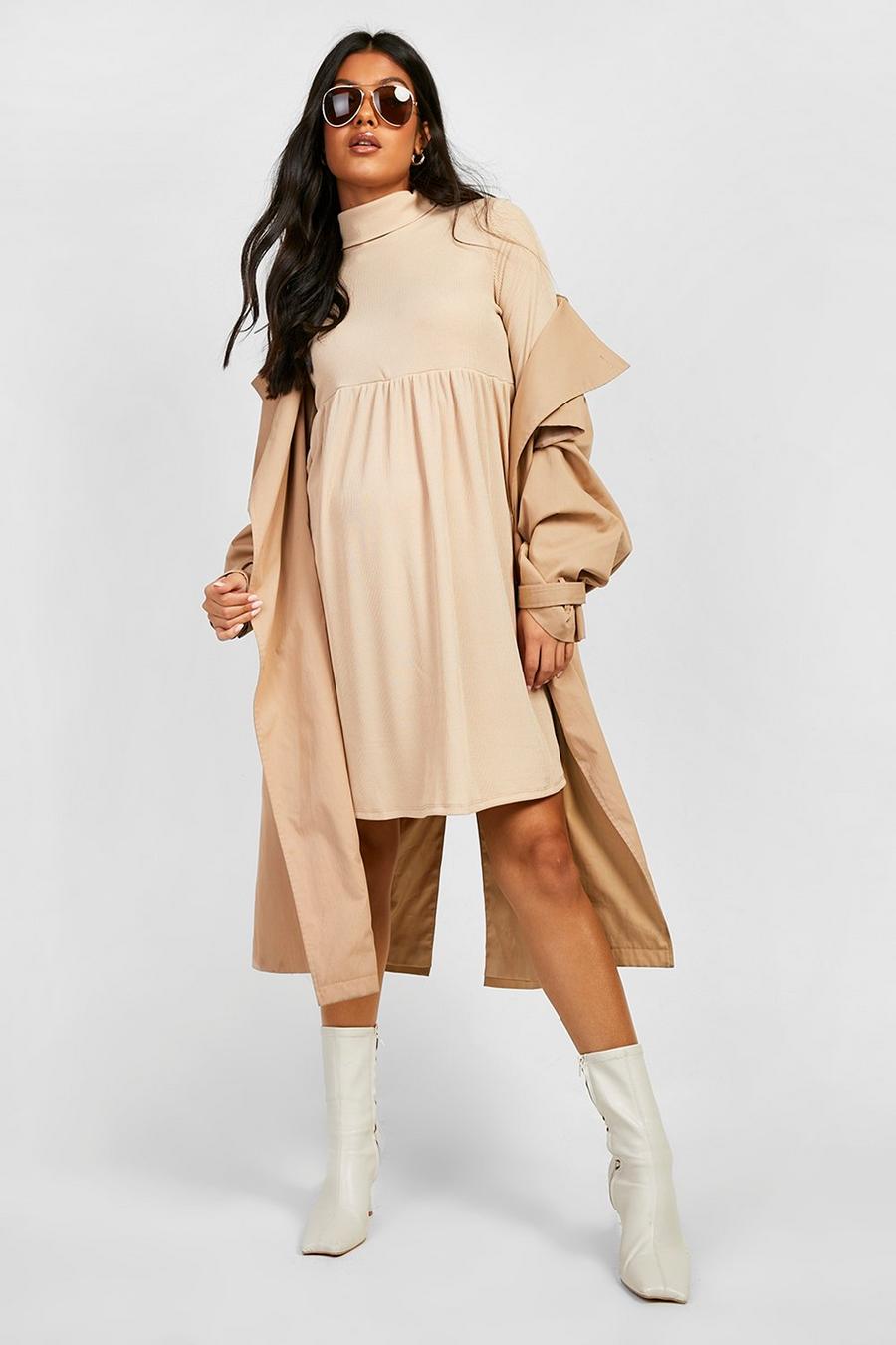 Stone Maternity Roll Neck Smock Dress image number 1