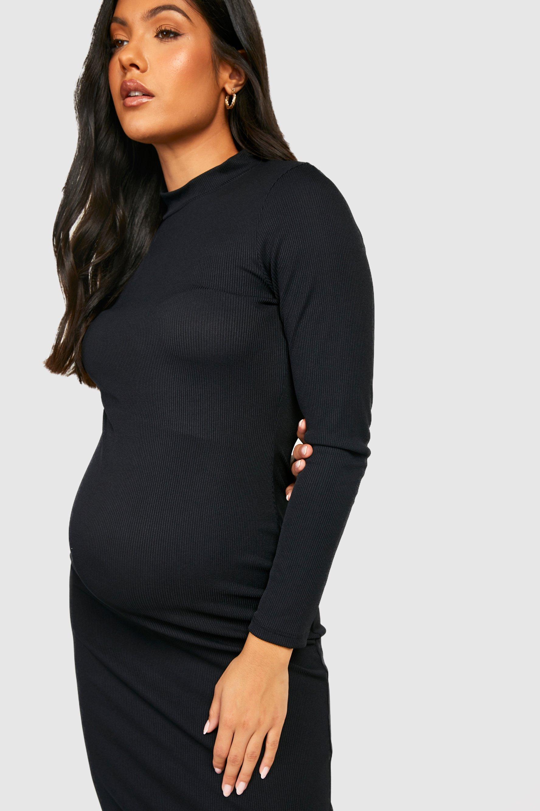 Boohoo black 2024 maternity dress