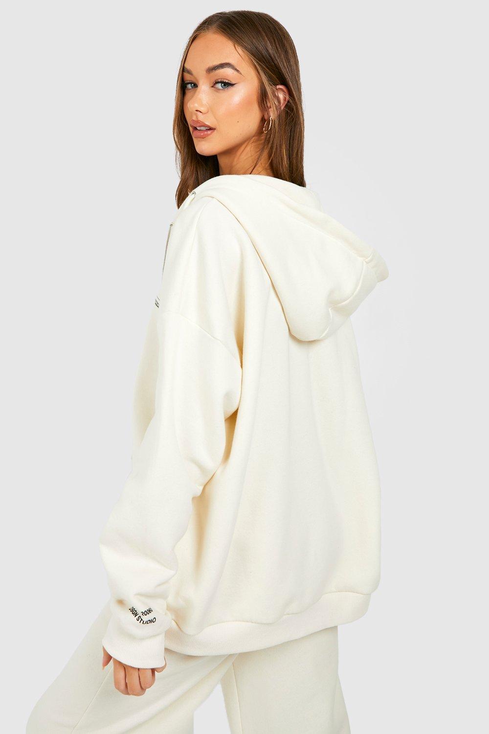 Cream zip cheap hoodie women's