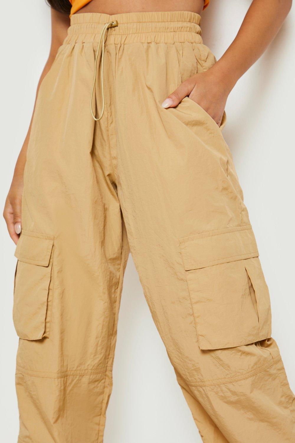 "Petite" Drawstring Waist Shell Cargo Trouser Boohoo Femme Vêtements Pantalons & Jeans Pantalons Cargos 