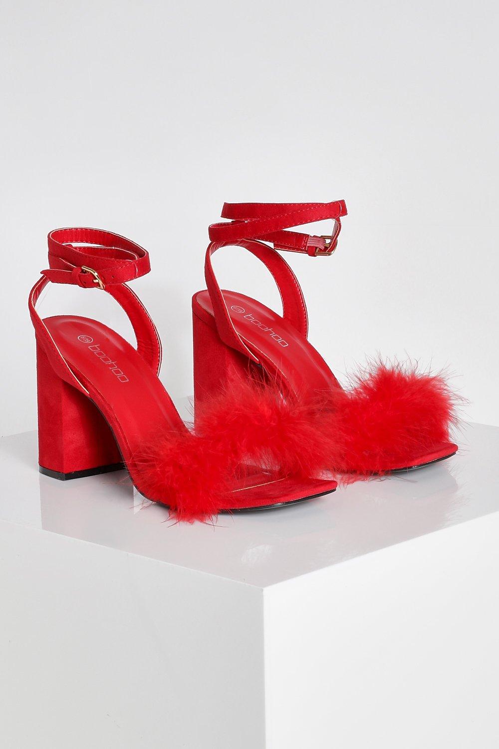 Fluffy heels wide store fit