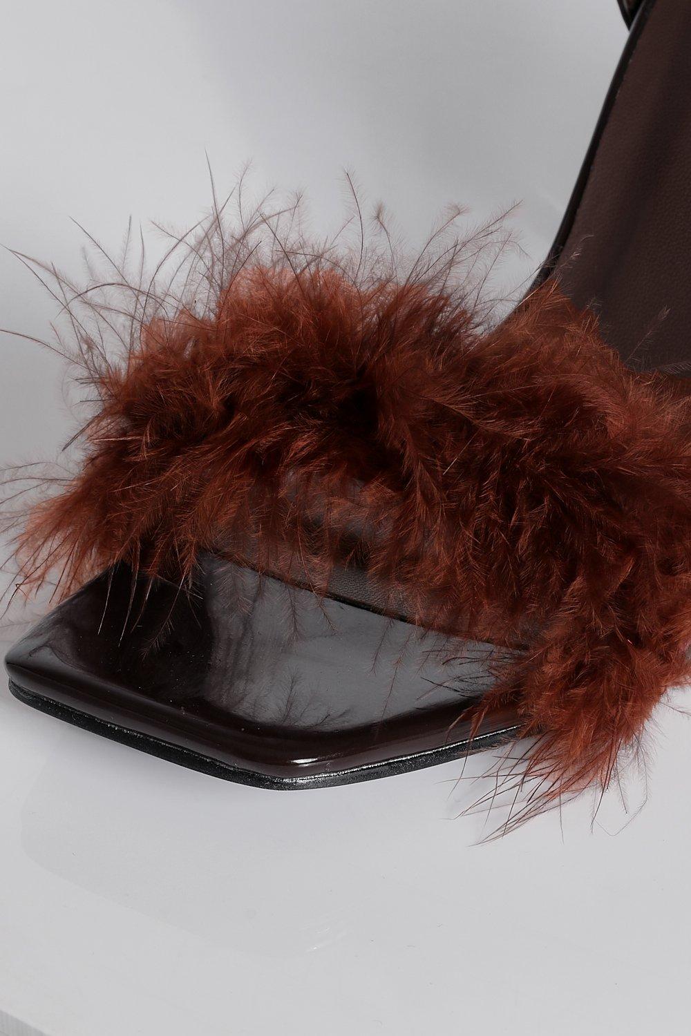 Fur trim hot sale heels