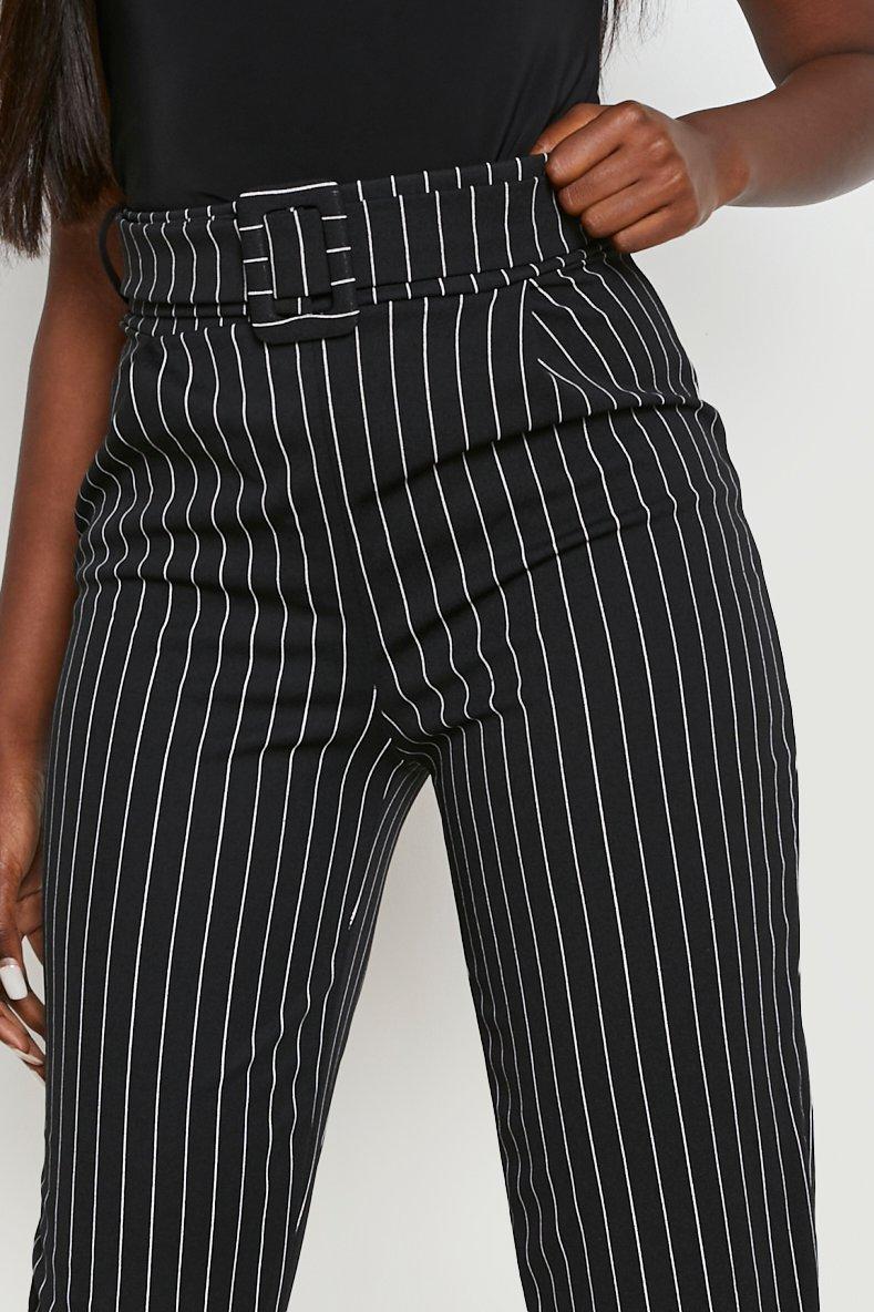 Pinstripe tapered hot sale trousers women's