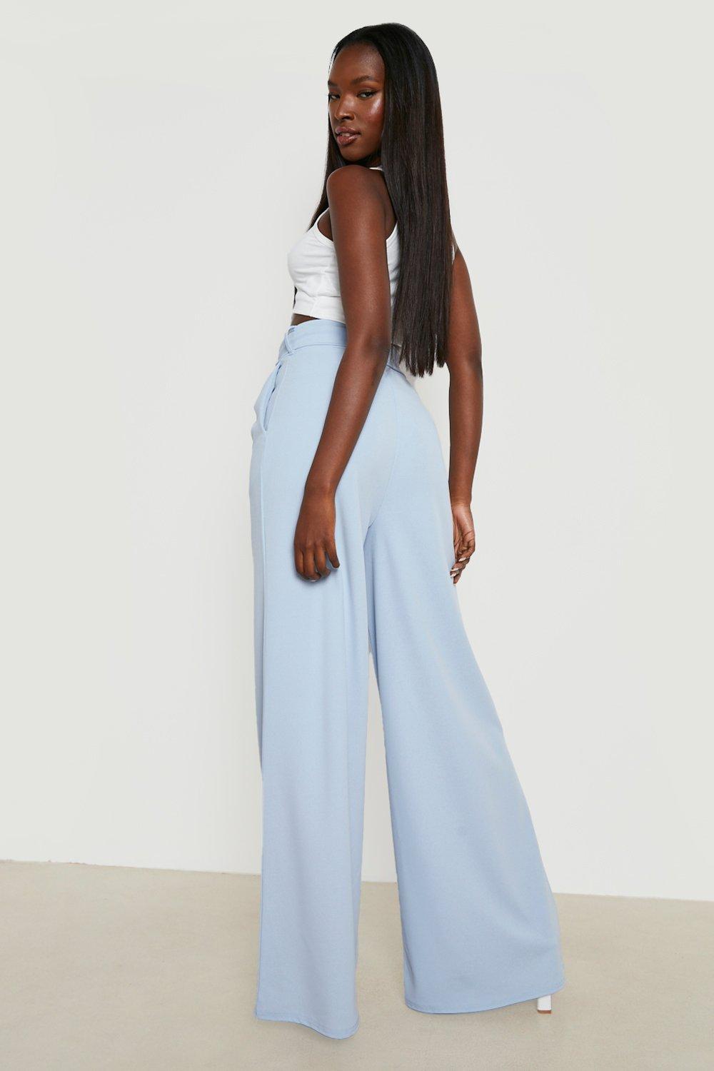 Light blue hot sale wide leg trousers