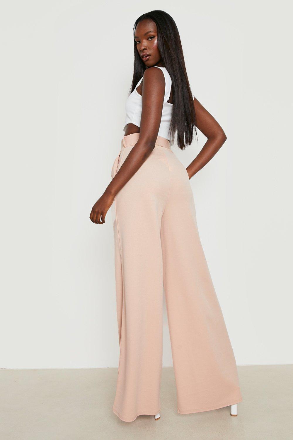 Stone High Waisted Wide Leg Trousers