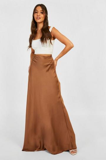 Satin Maxi Skirt chocolate