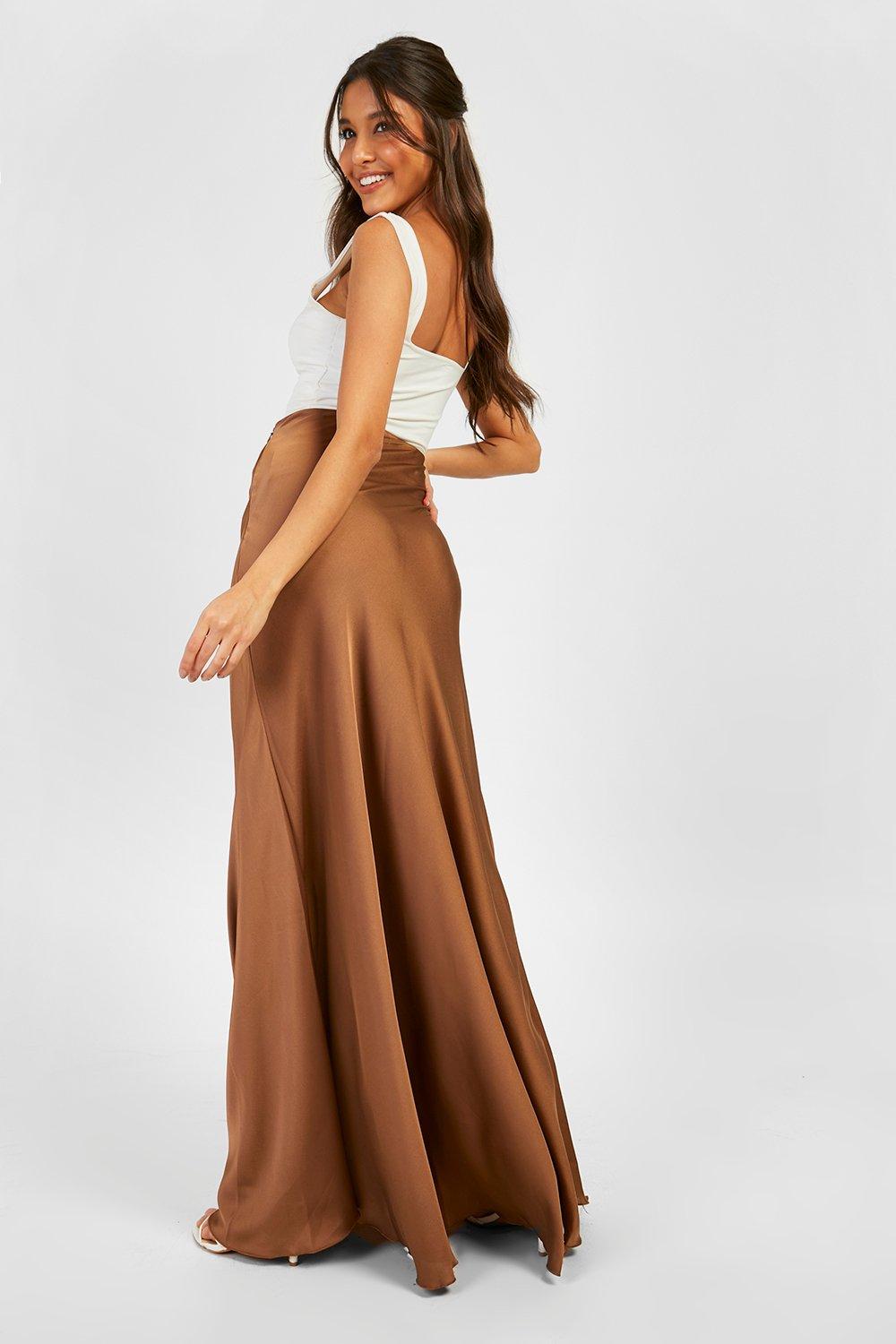 Mid length satin outlet skirts long