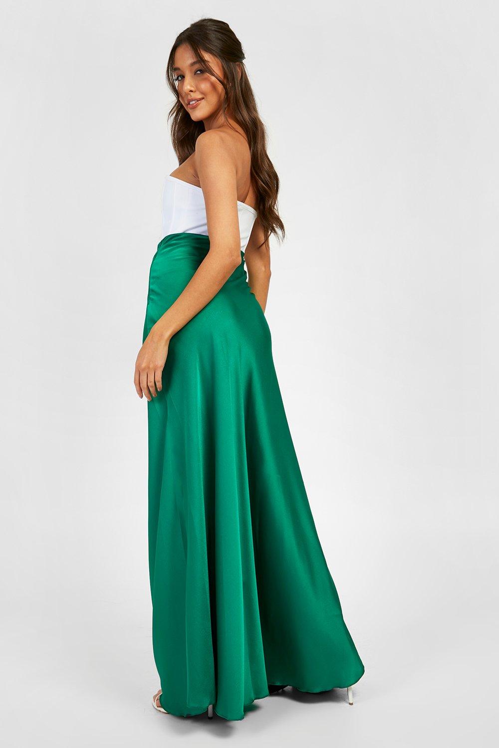 Boohoo green maxi clearance skirt