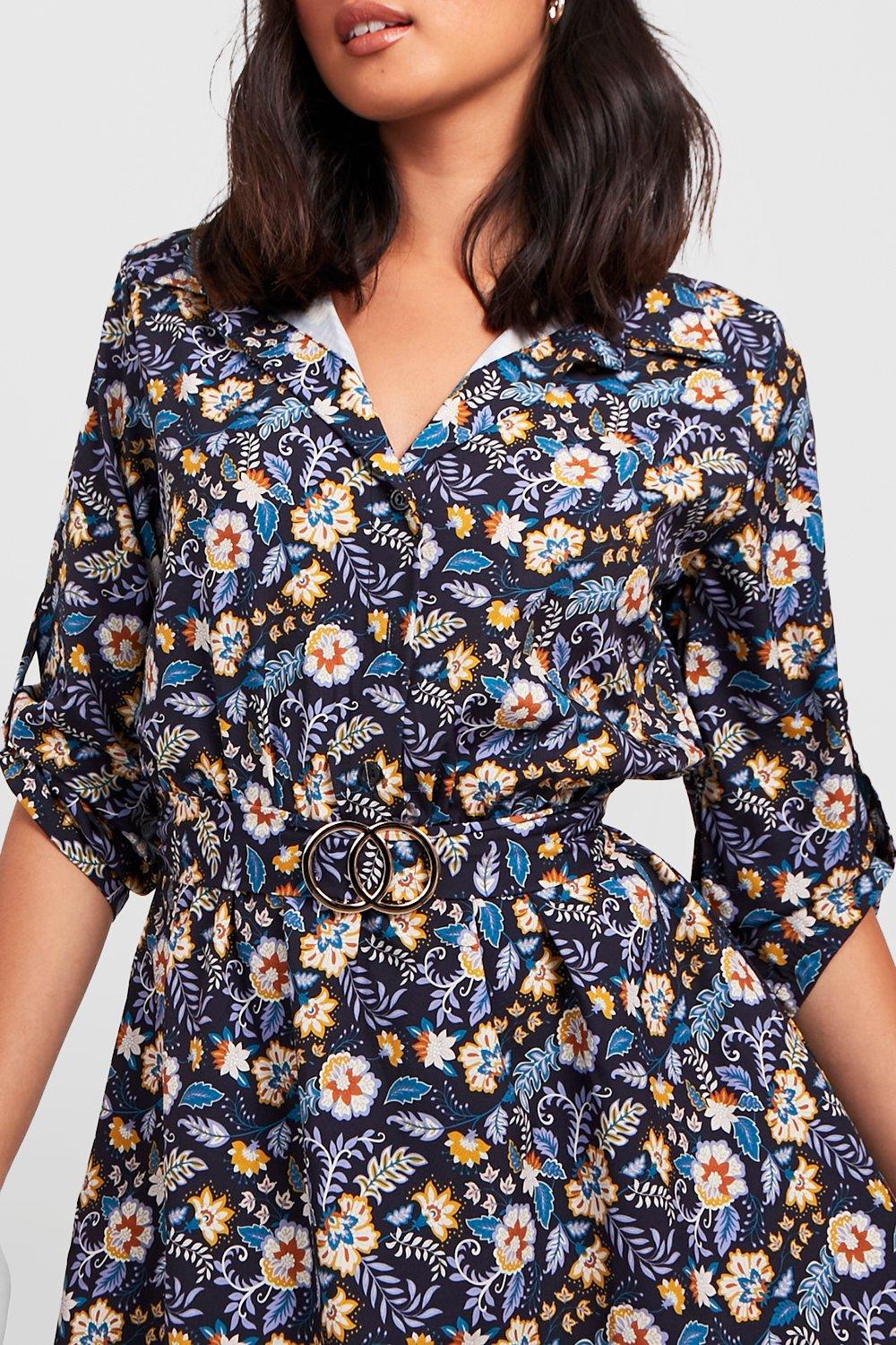 Navy floral store shirt dress