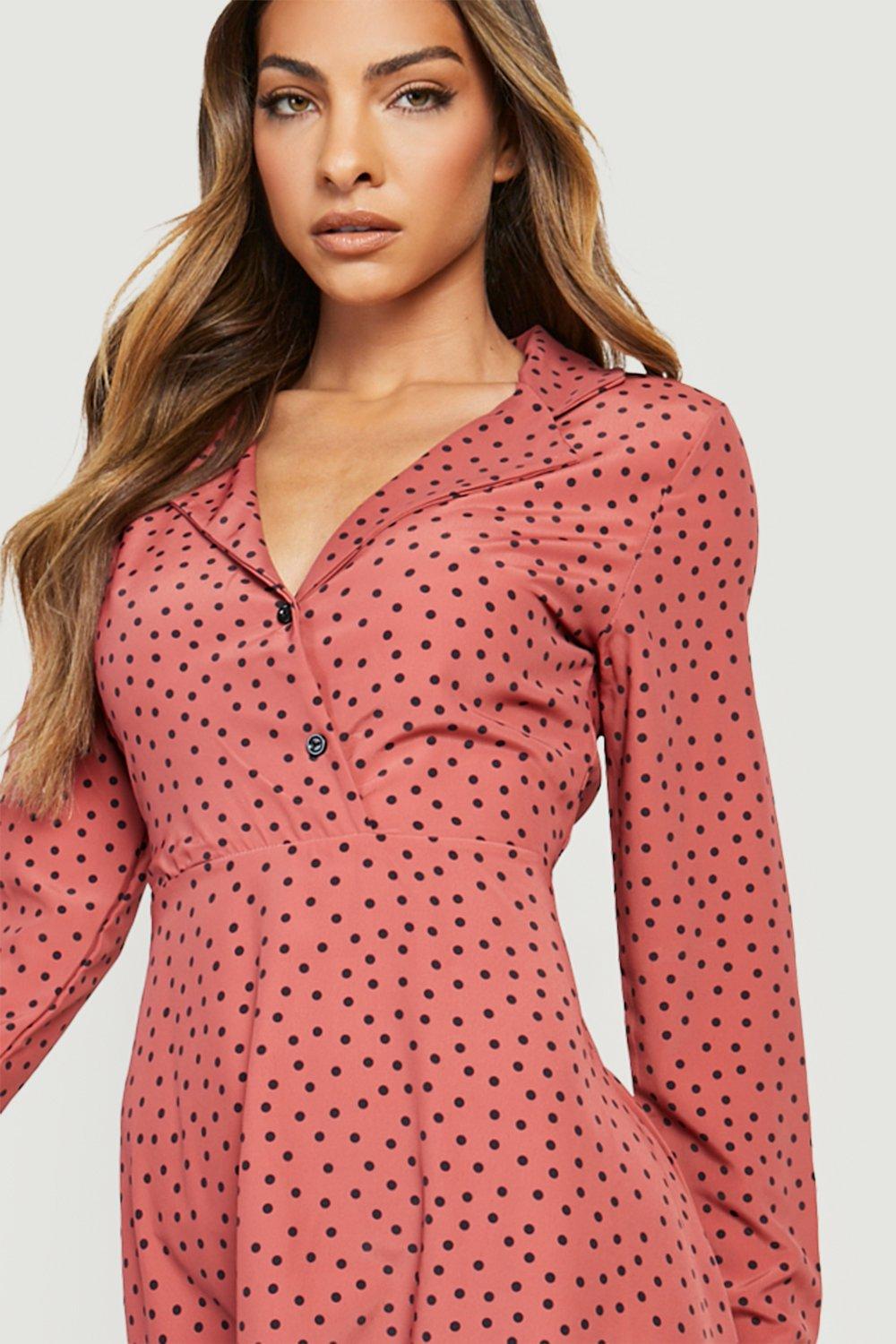 Missguided rust sales polka dot dress