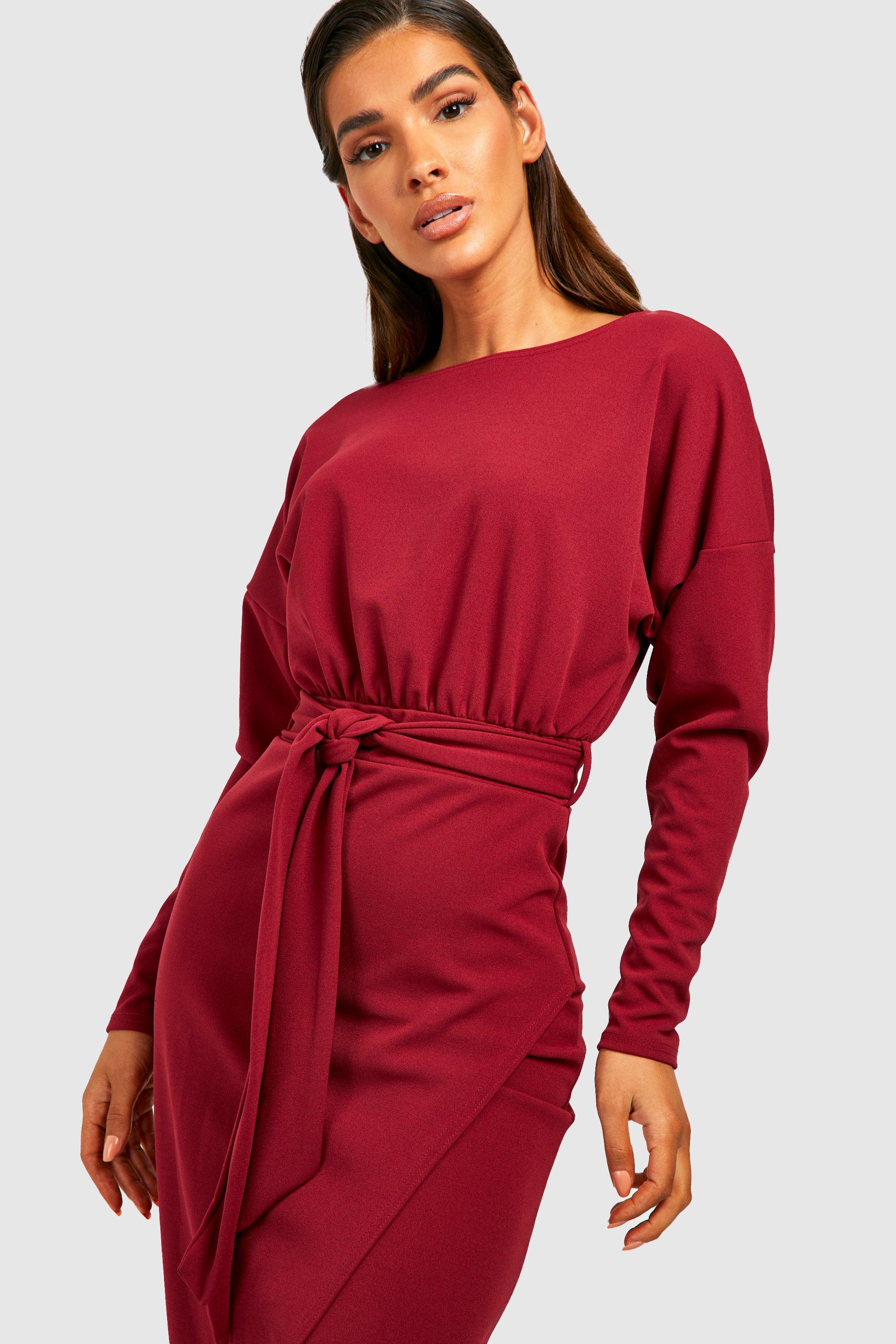 Red tie hot sale waist dress