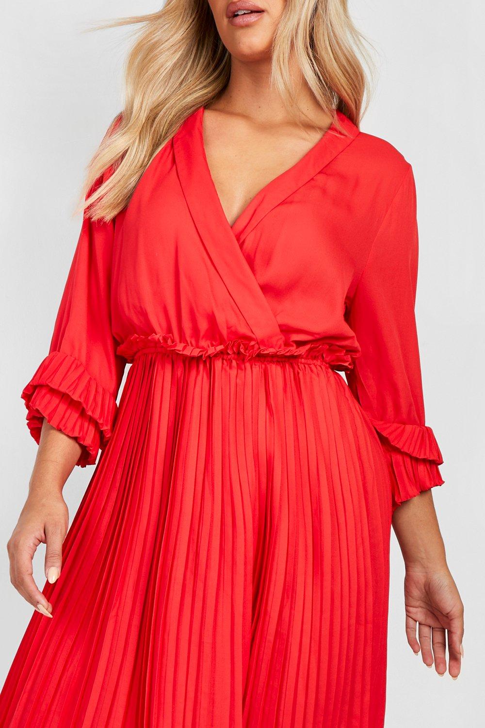 Boohoo pleated outlet midi dress