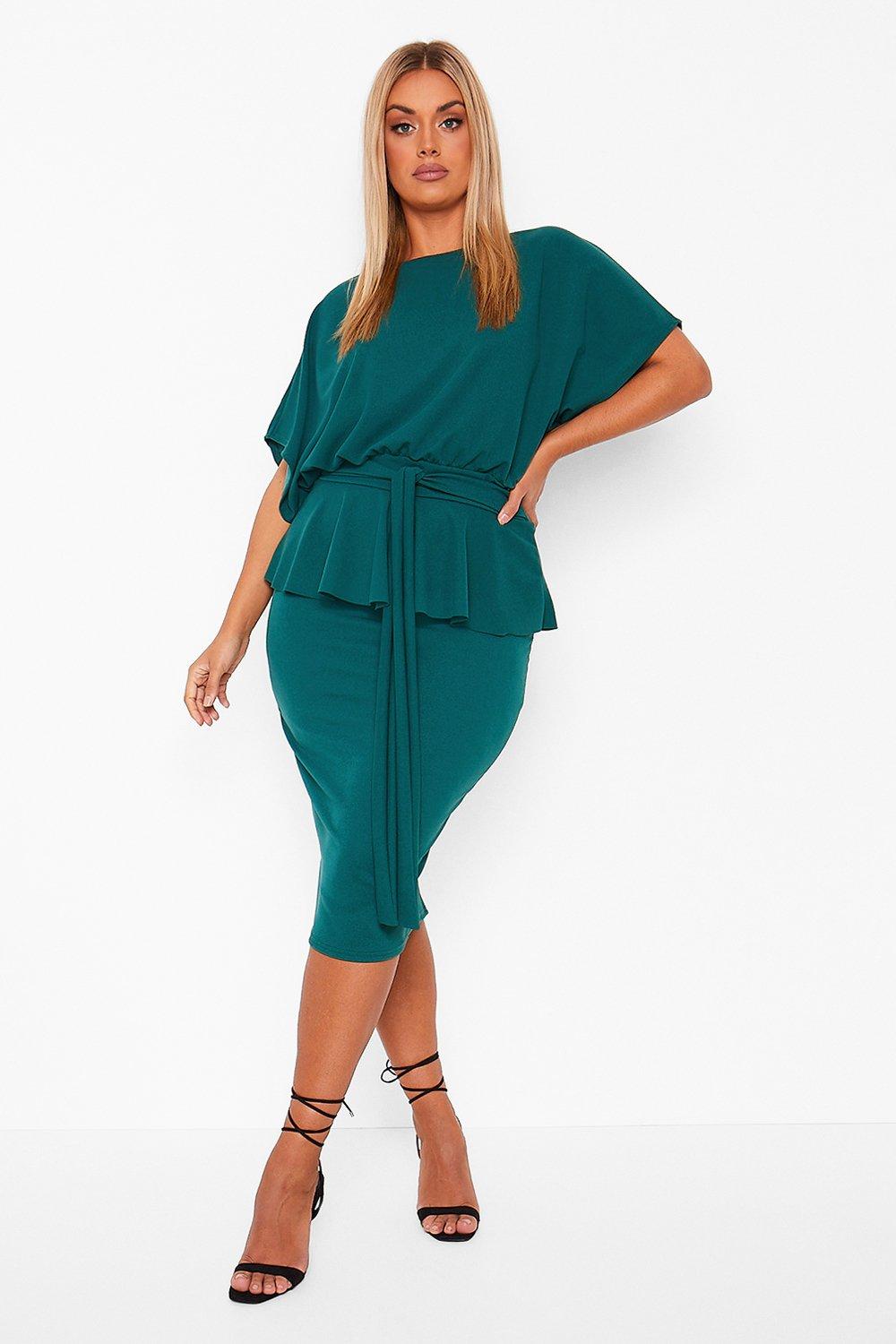Plus Slash Neck Peplum Dress | boohoo