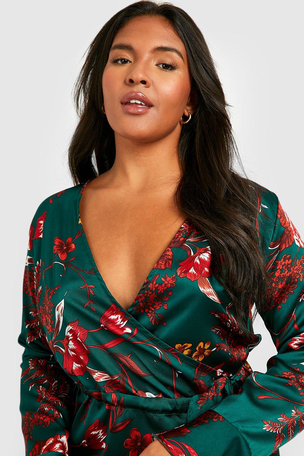 Boohoo ruffle wrap midi dress 2024 in floral