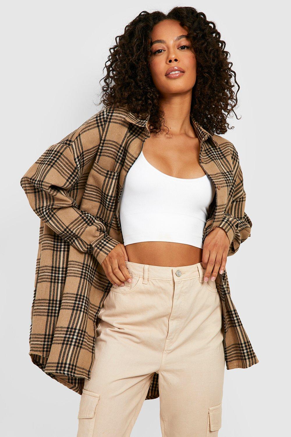 Blush Plus Flannel Hoodie Overshirt | boohoo USA