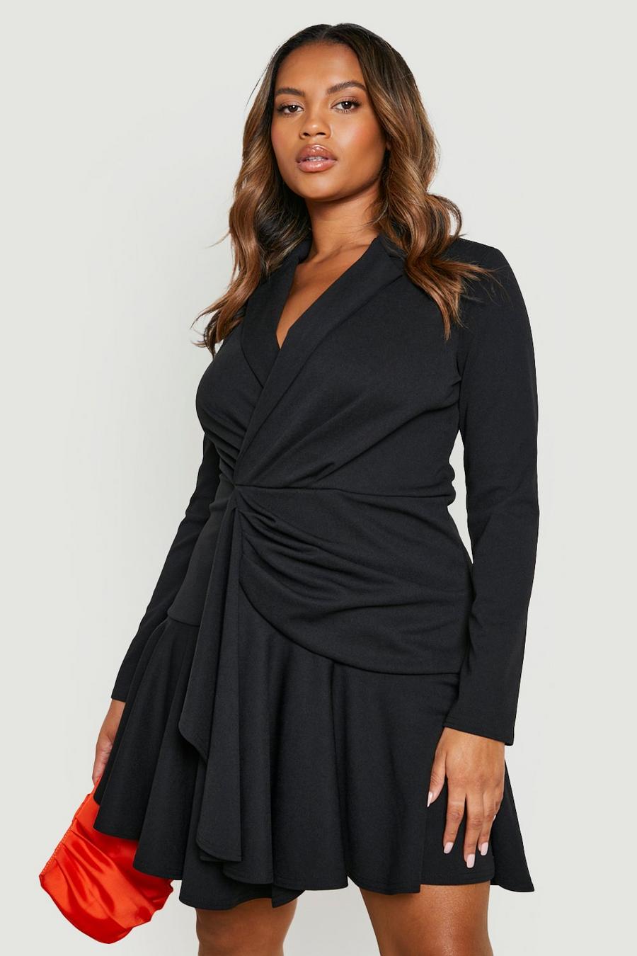 Black Plus Frill Layered Blazer Dress image number 1