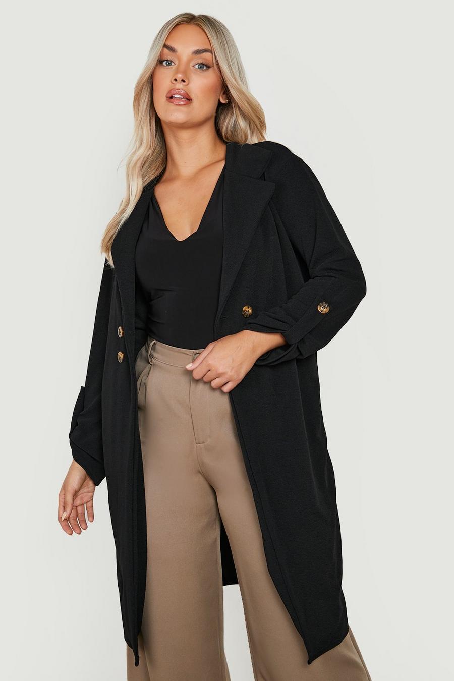 Black Plus Roll Sleeve Trench  image number 1