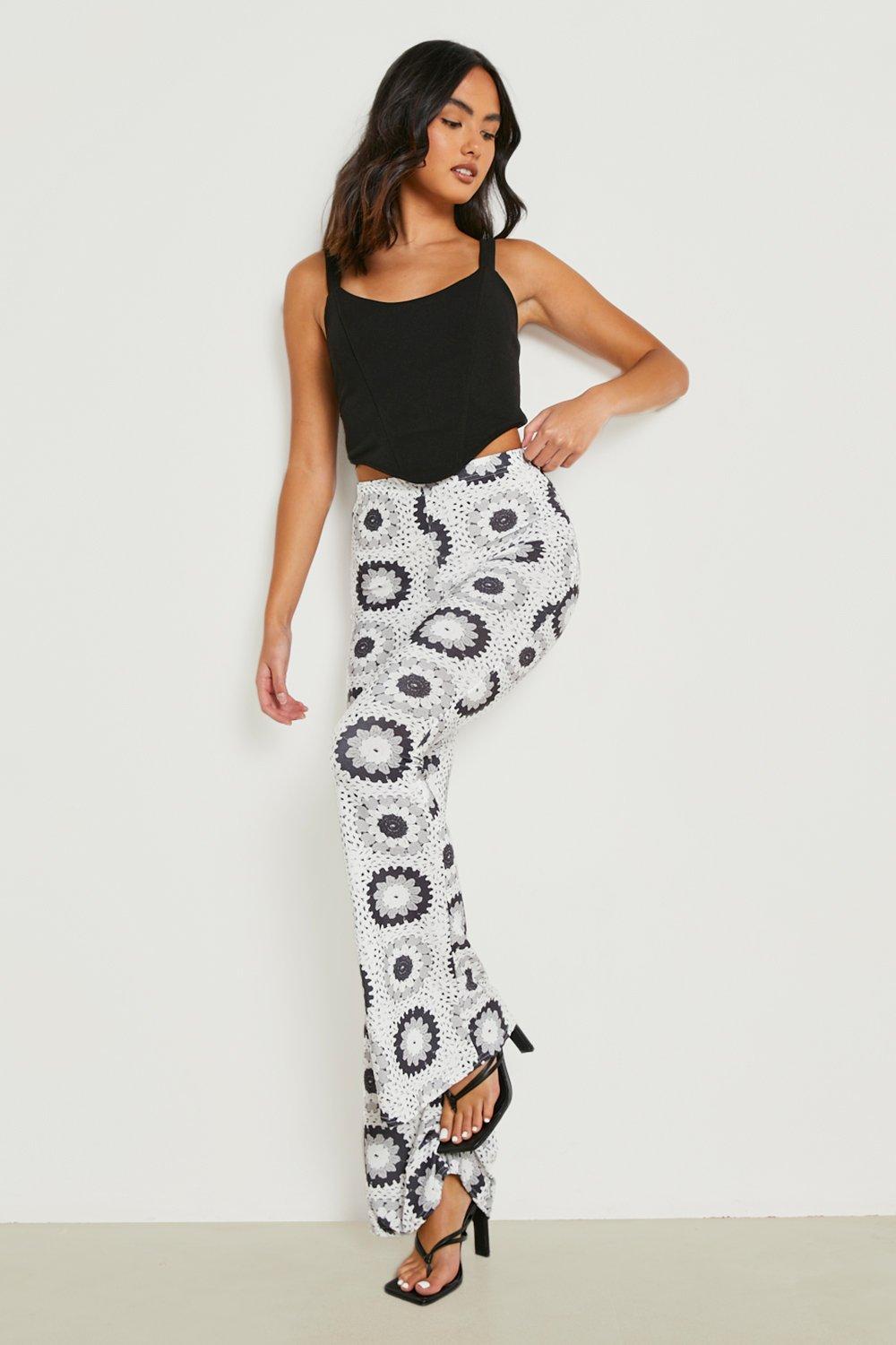 Knit Sunflower Pants, High Waisted Pants, Wide Leg Trousers
