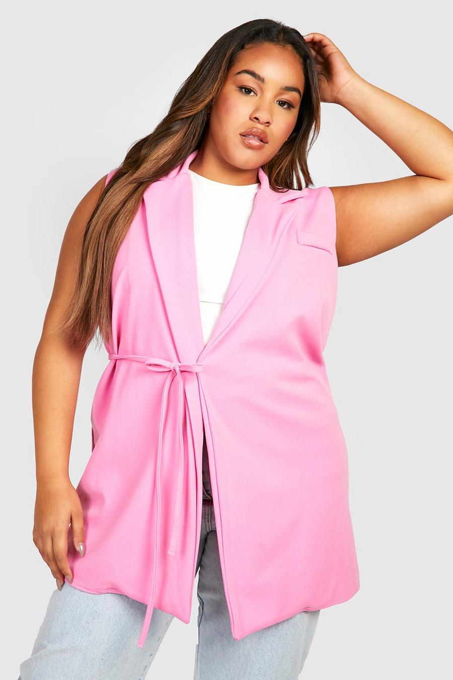 Grande taille - Blazer sans manches, Candy pink image number 1