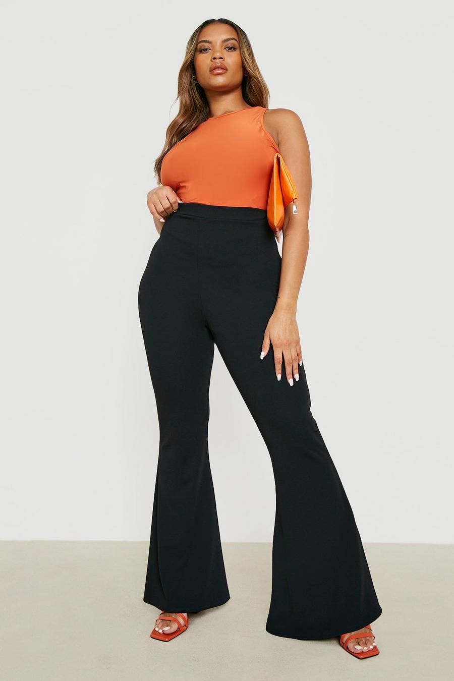 Black Plus Flared Trousers