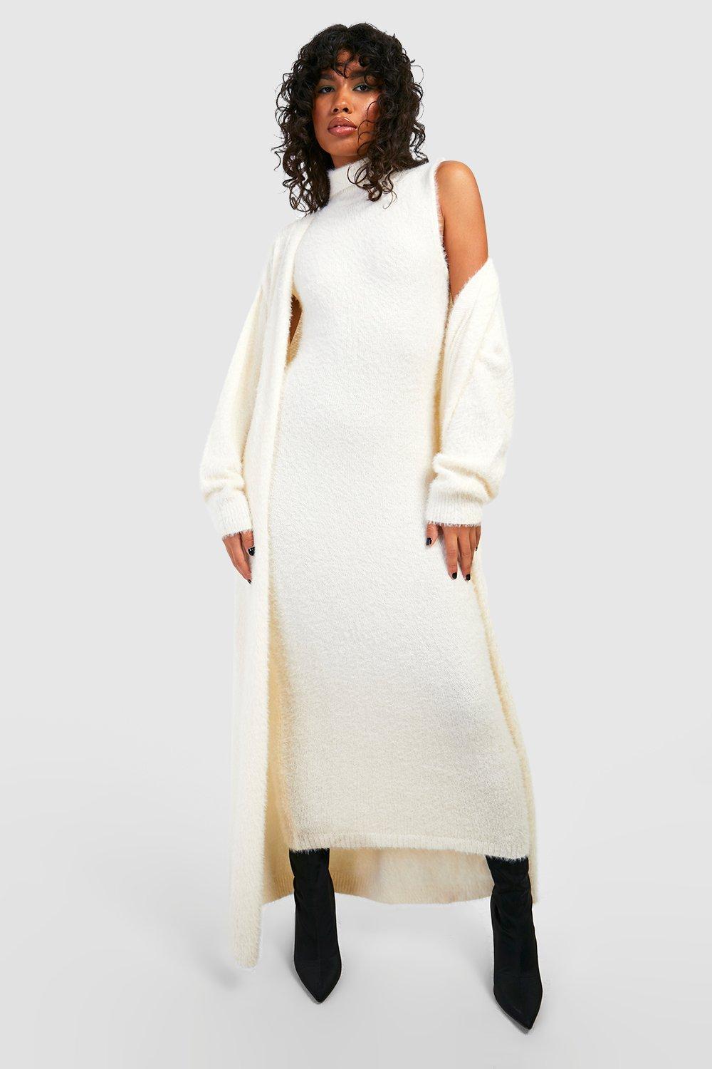 Fluffy hot sale white turtleneck