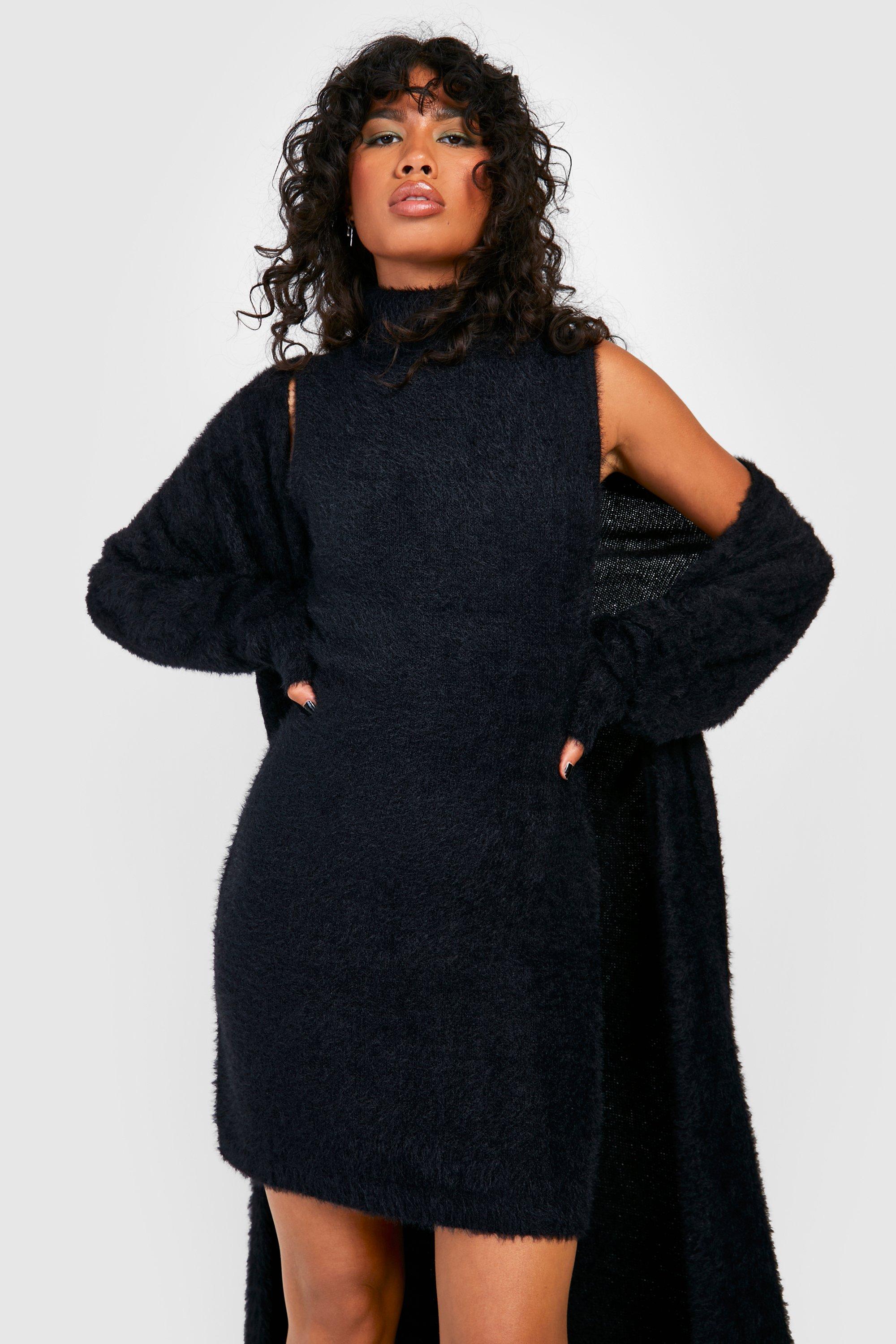 Black fuzzy hot sale sweater dress