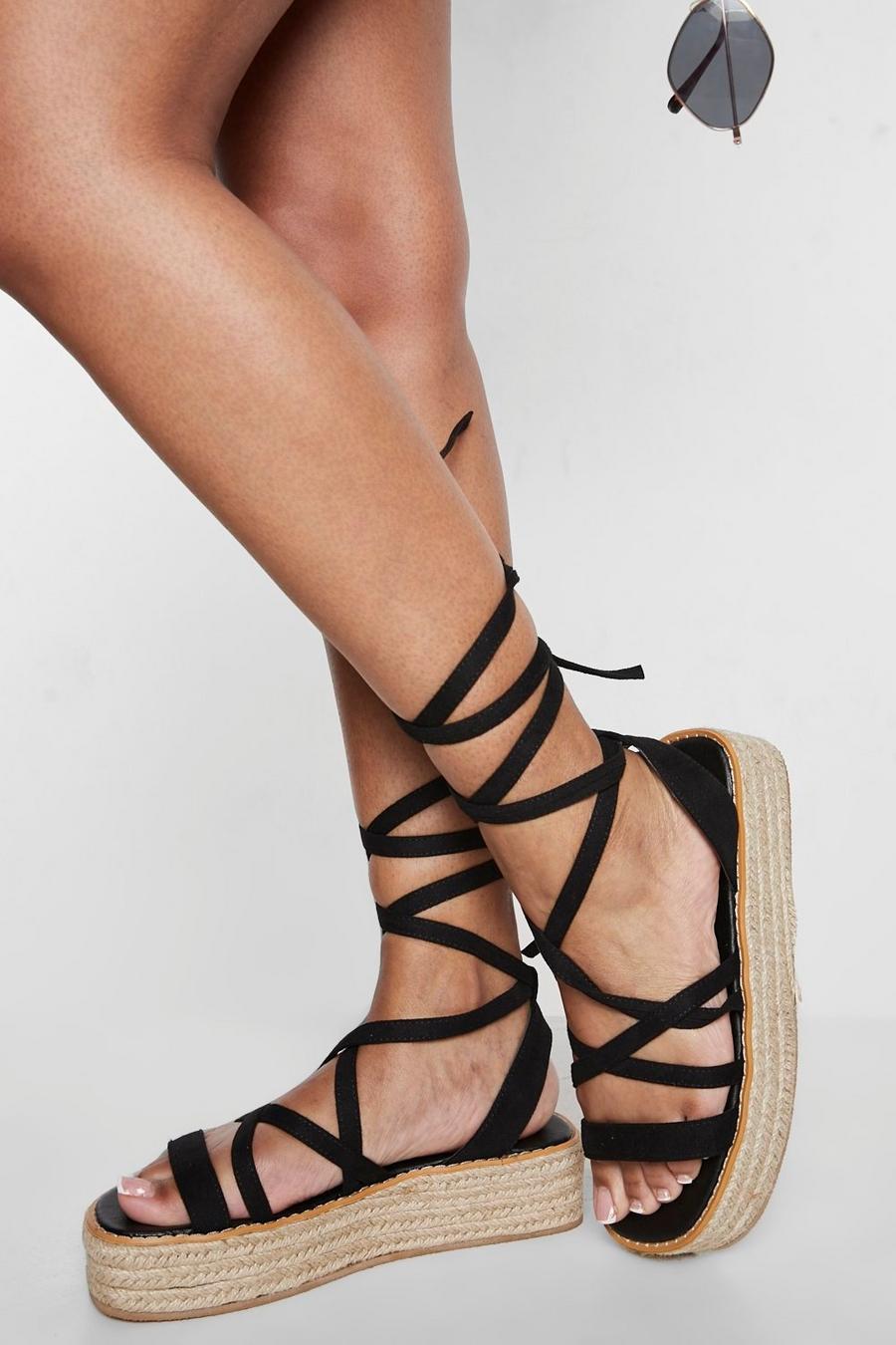 Black Multi Strap Flatform Sandal