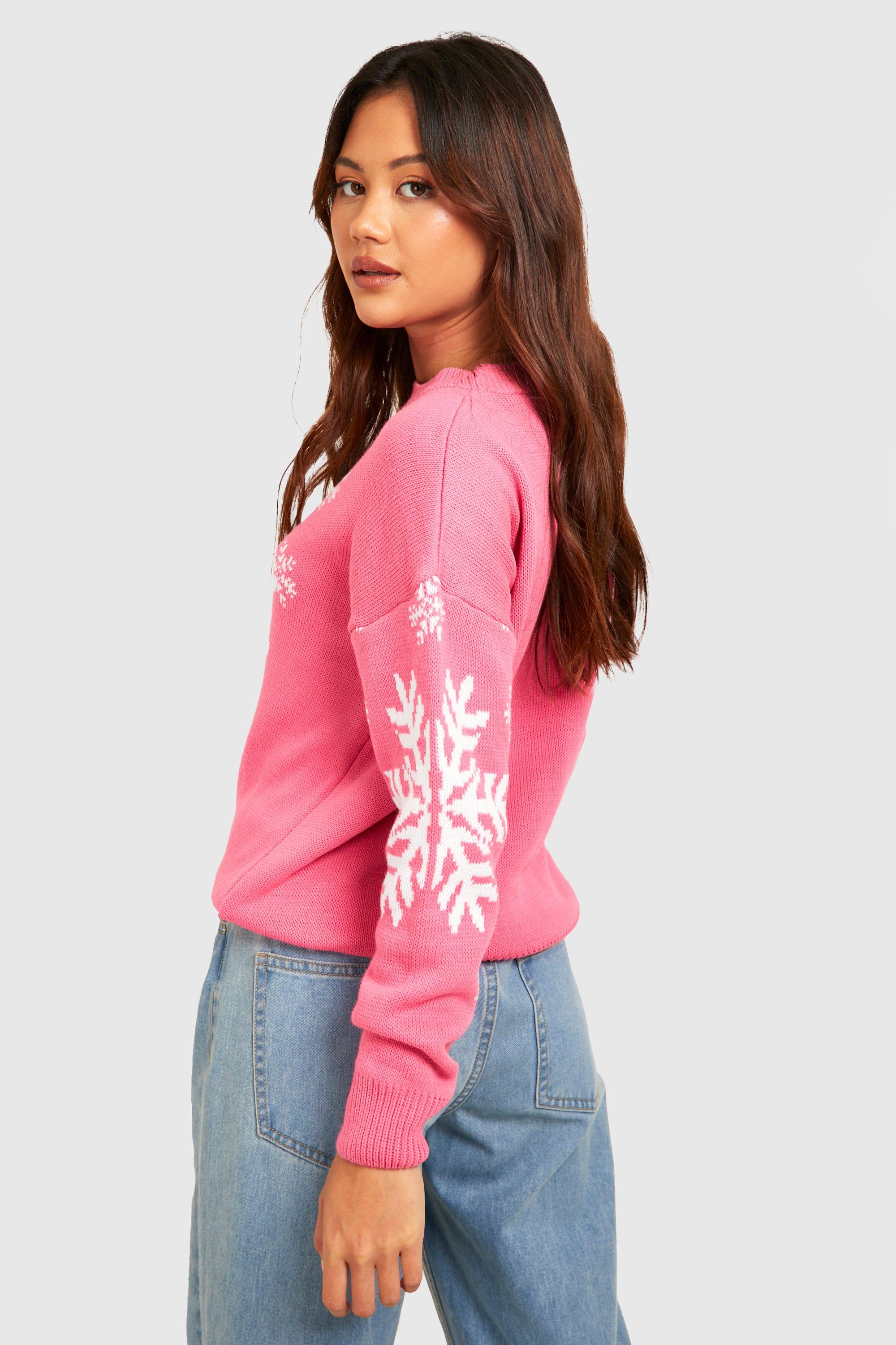 Pink snowflake jumper hotsell