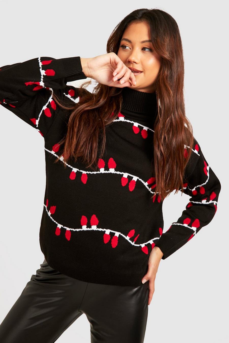 Black Petite Fairy Lights Christmas Jumper image number 1