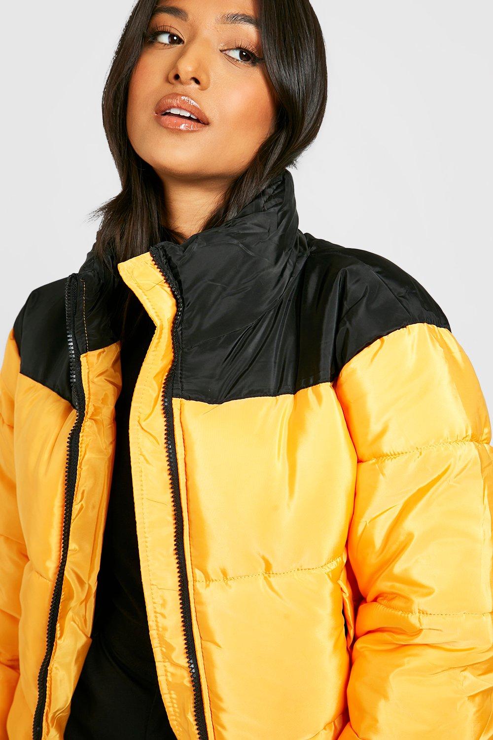 Yellow cropped sale puffer jacket