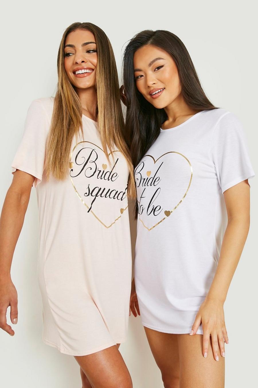 White Bride To Be Heart Print Sleep T-shirt