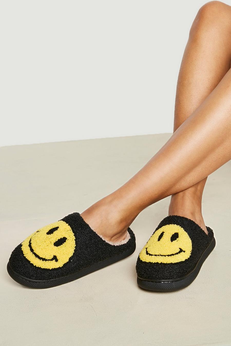 Black Borg Happy Face Slippers image number 1