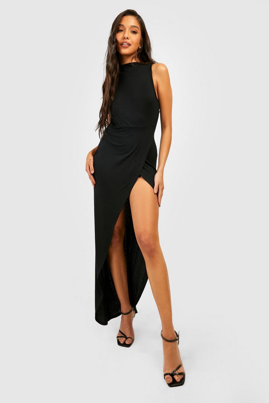 Black Sleeveless Wrap Maxi Dress image number 1