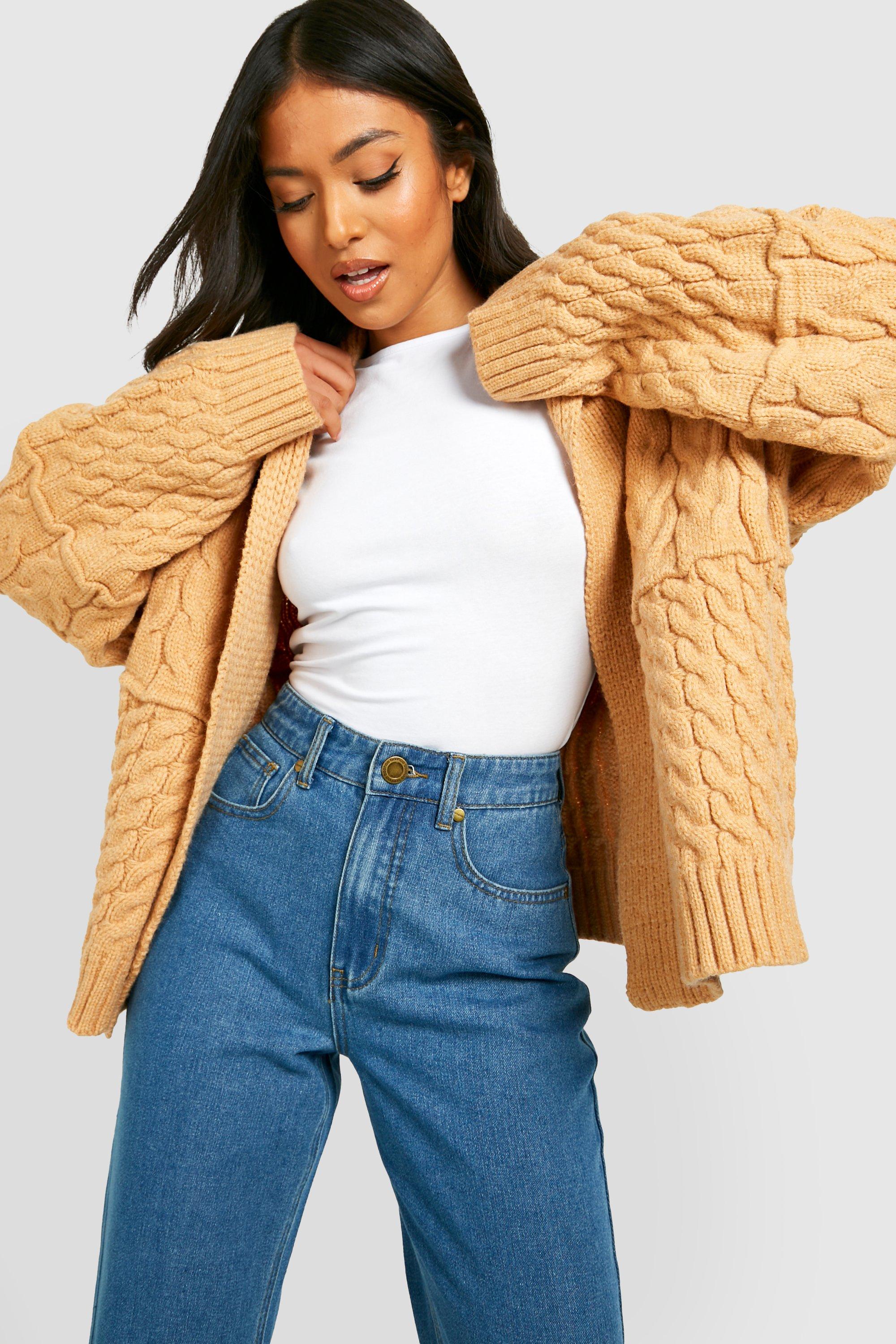 Mustard chunky outlet knit cardigan