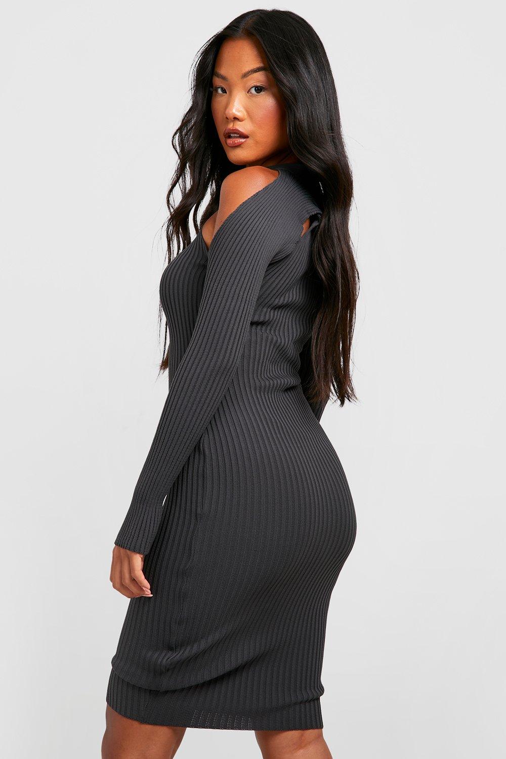 Charcoal grey best sale midi dress