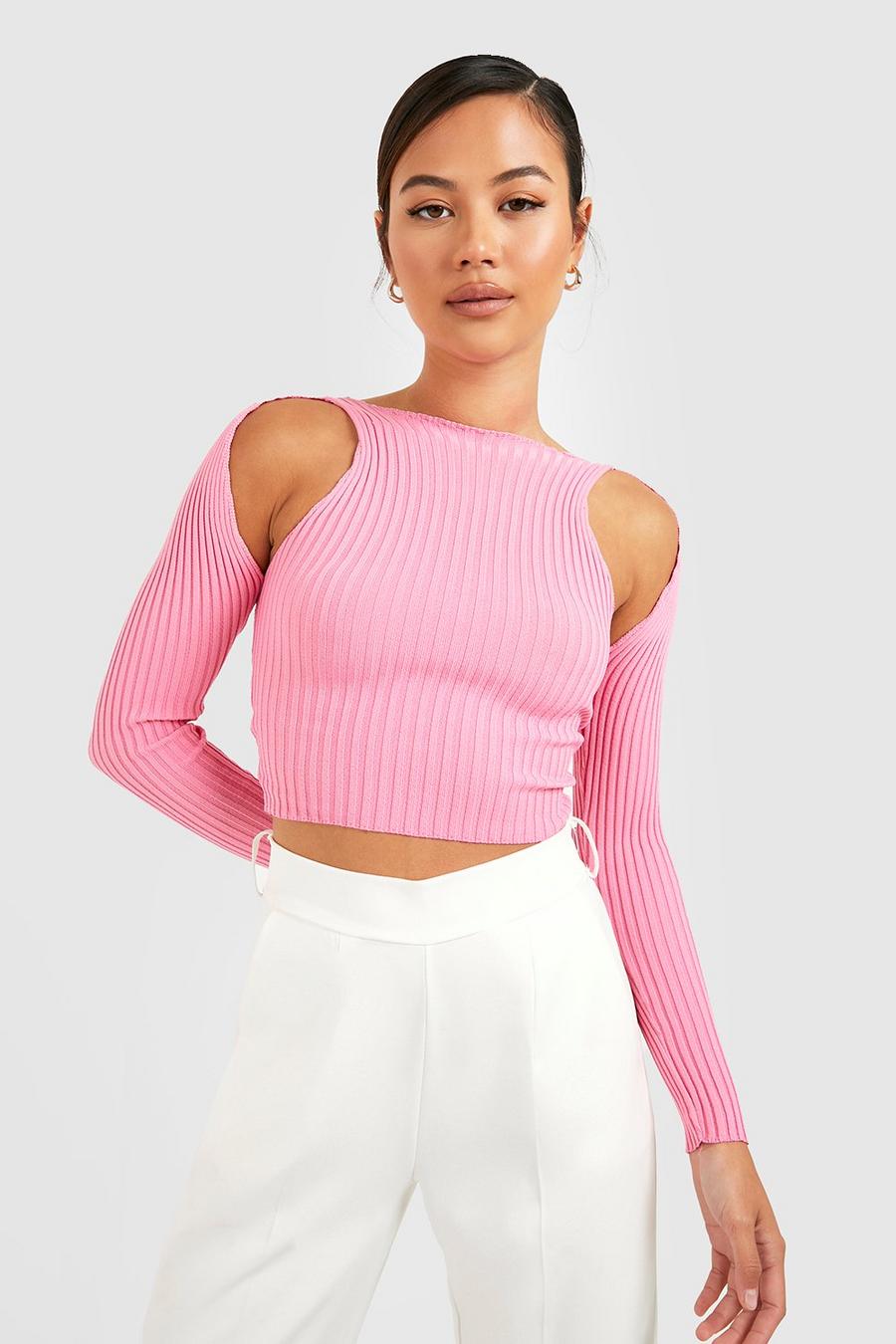 Pink Petite Twist Back Knitted Top image number 1