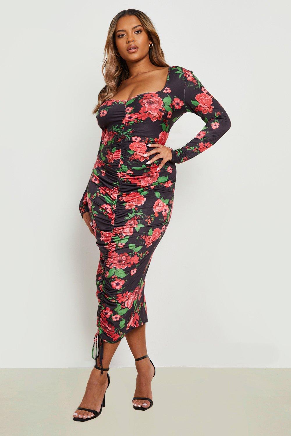 Boohoo floral midi dress store
