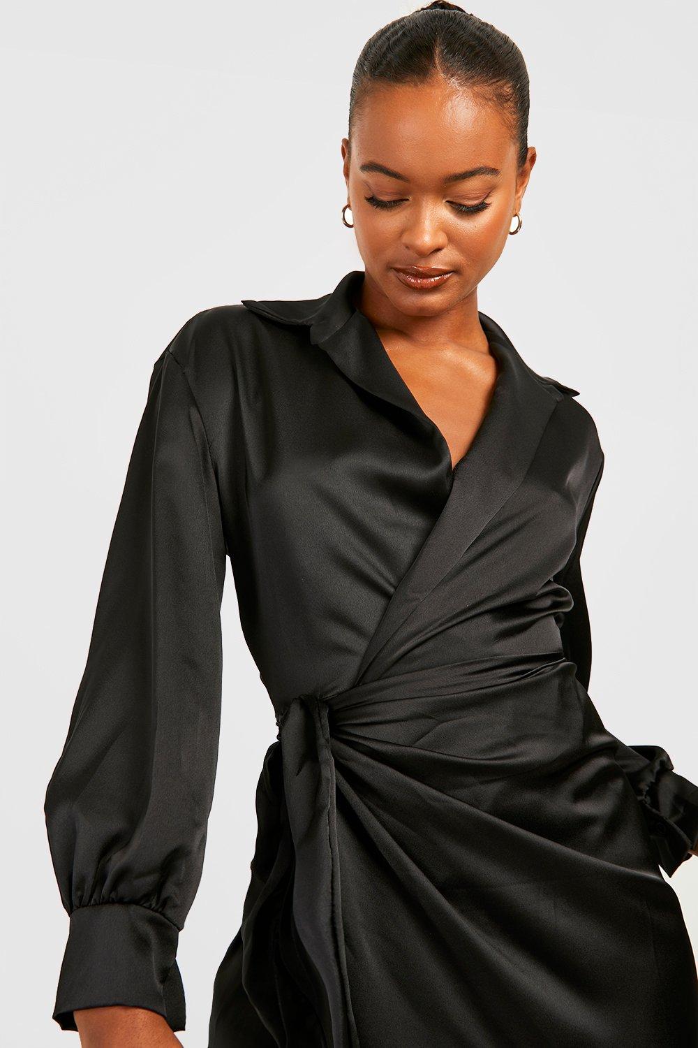 Black silk shirt outlet dress uk