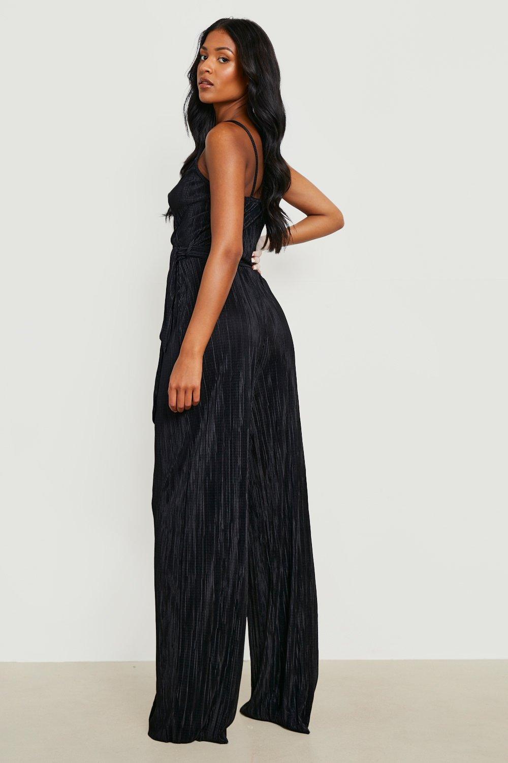 Black Plisse High Neck Low Back Maxi Dress