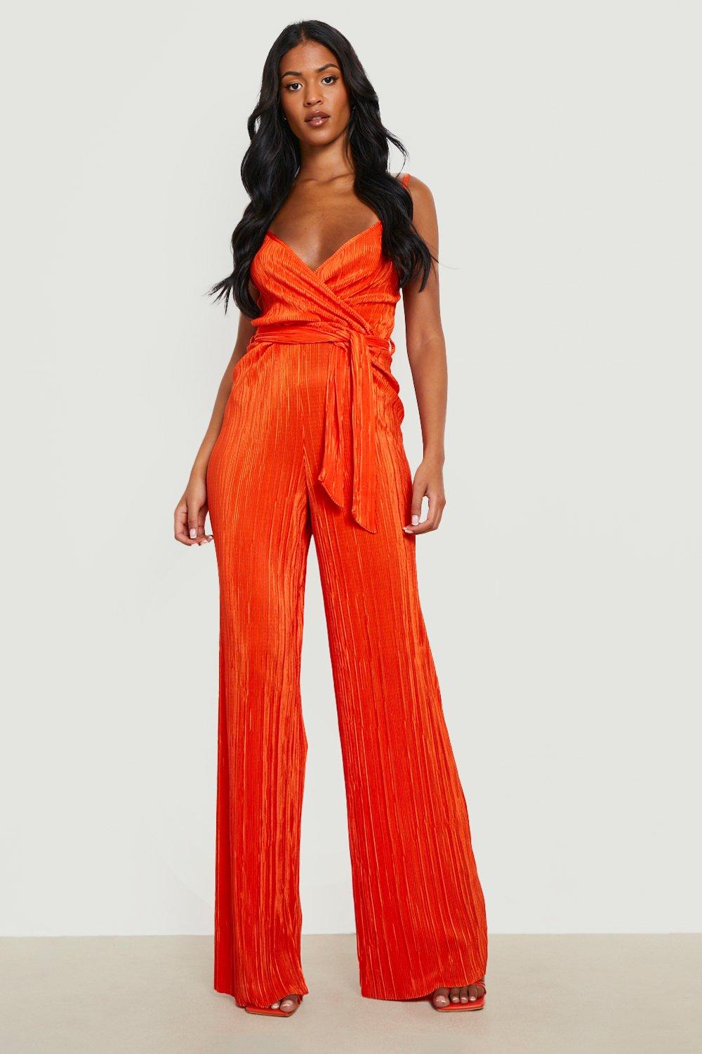 Boohoo wrap 2024 front jumpsuit