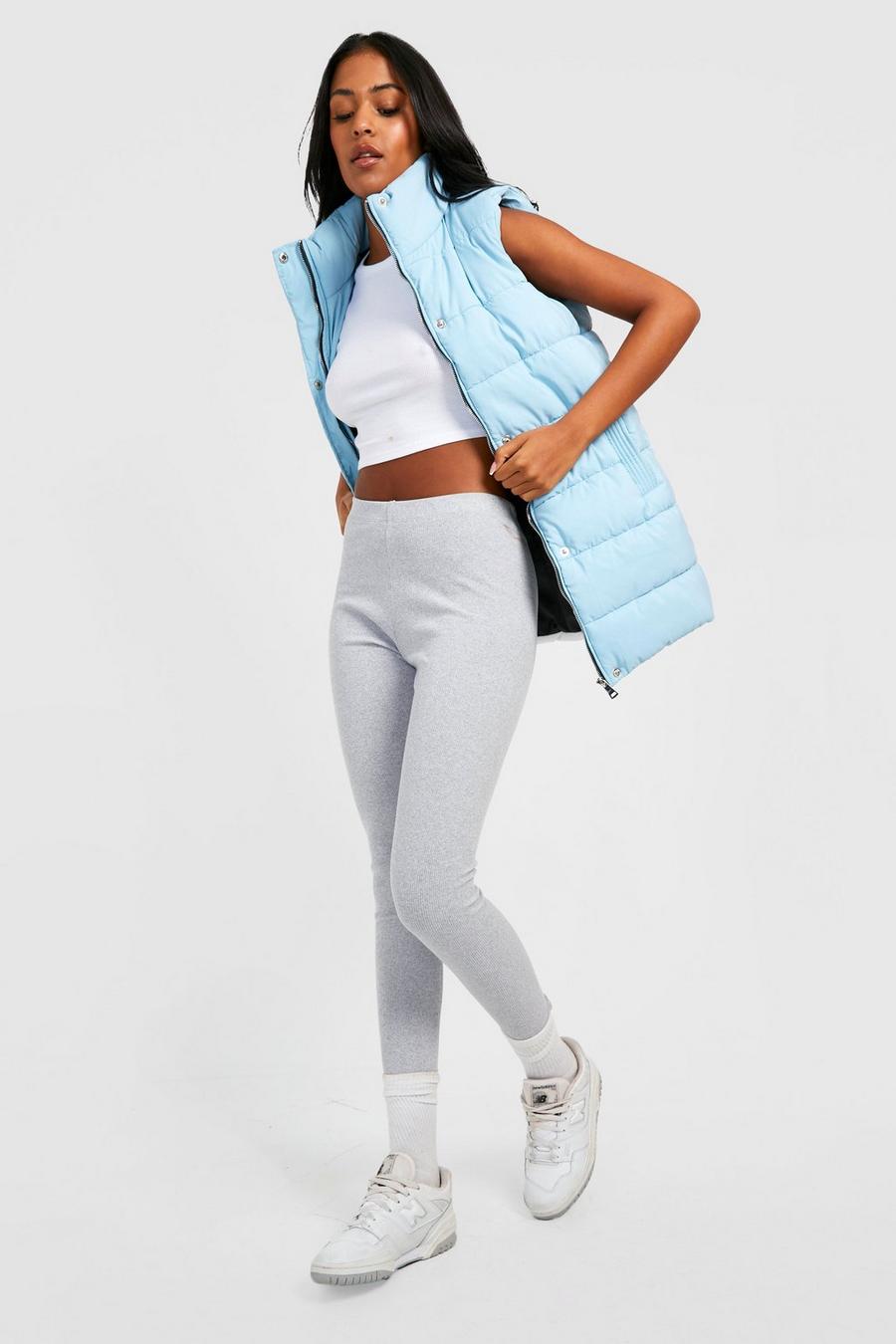 Baby blue Tall Zip Detail Funnel Neck Gilet  image number 1