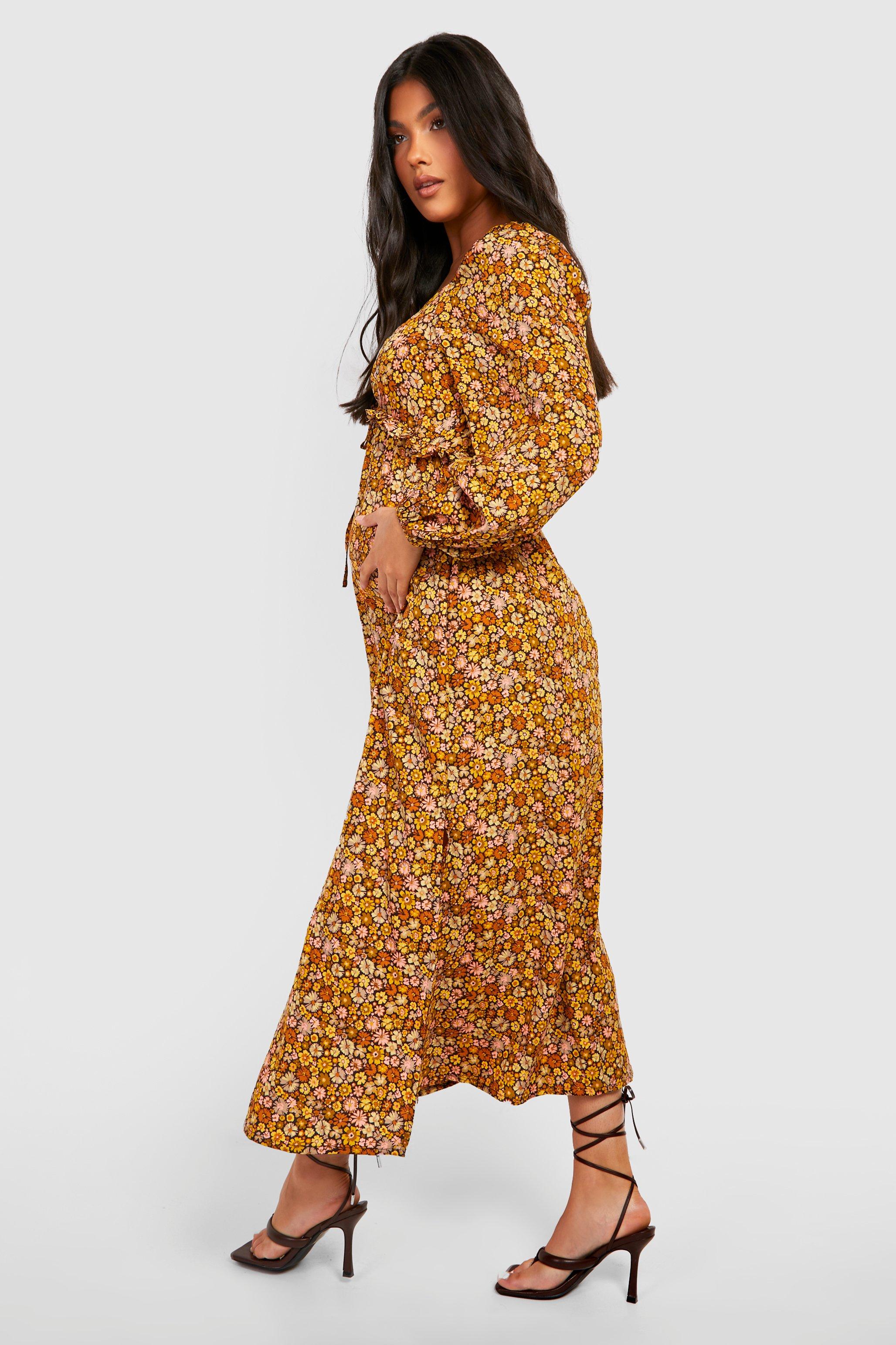 Maternity Floral Puff Sleeve Midaxi Dress