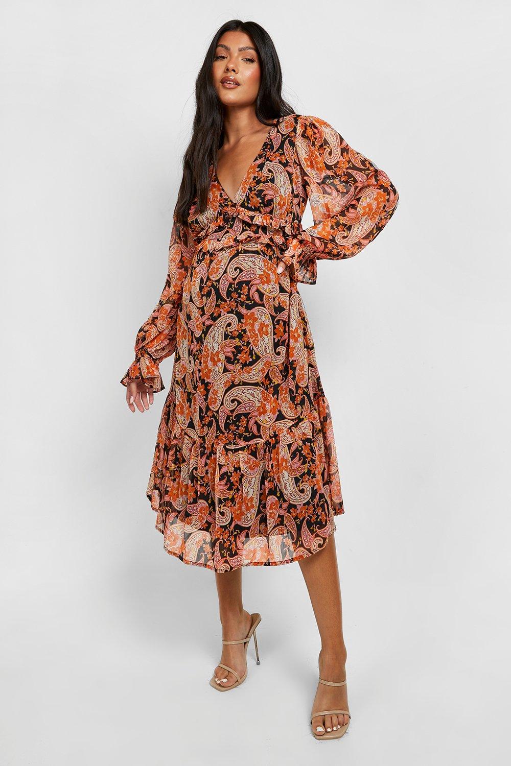 Boohoo paisley clearance print midi dress