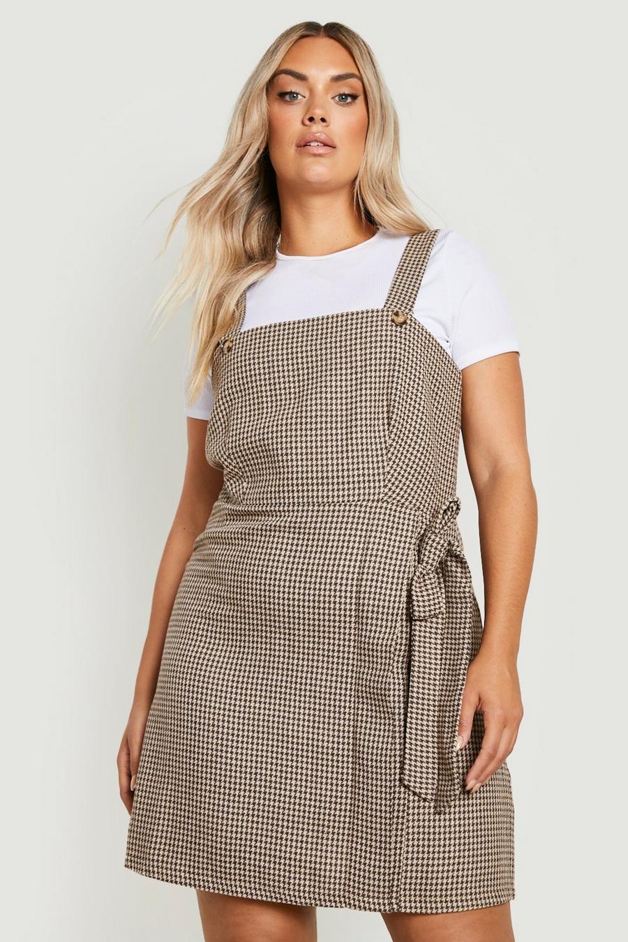 Stone Plus Check Wrap Pinafore Dress image number 1